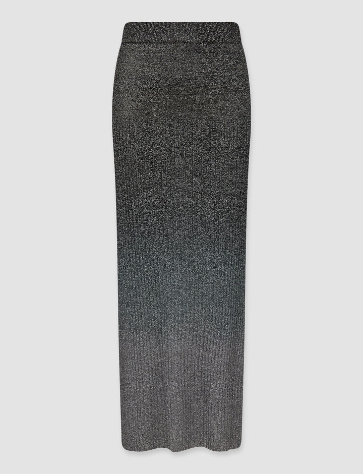Joseph, Lurex Dip Dye Skirt – Shorter Length   , in Silver